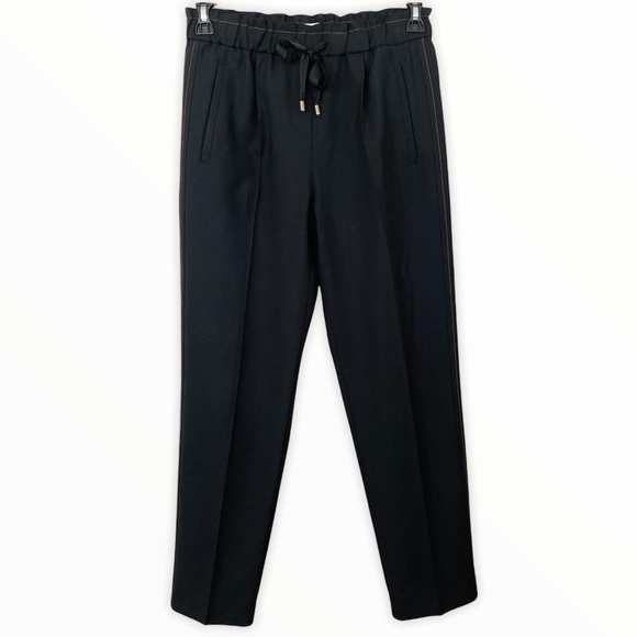 Reiss Black Drawstring Waist Wool Blend Pant Size 2 - Picture 4 of 7